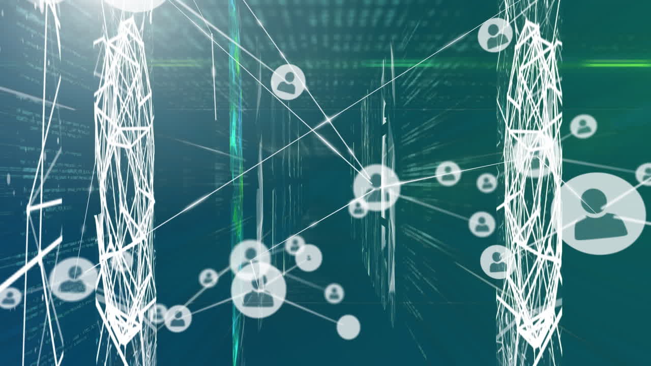 검은색 배경에 연결 네트워크의 애니메이션