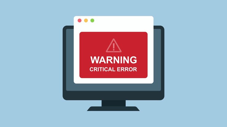 Computer Monitor Displaying Critical Error Warning Message