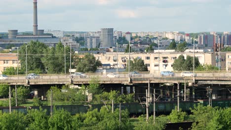 urban landscape with industrial and residential elements. view over iasi city, romania.