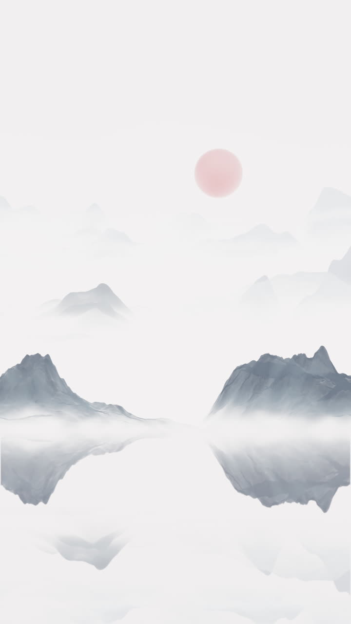 중국 스타일의 잉크 페인팅 산