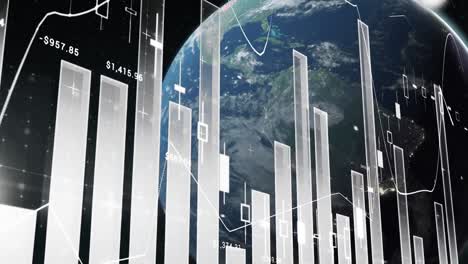 Animation-of-data-processing-and-statistics-over-globe