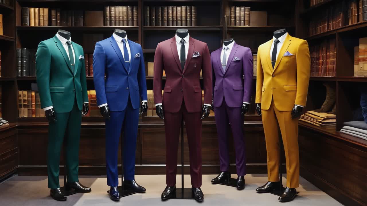 Colorful Suits on Display in a Boutique