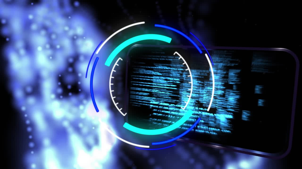 Animation of scope scanning over light spots and data processing