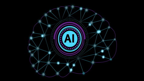 animación del cerebro humano y texto ai sobre fondo negro