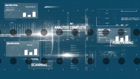 animation of data processing over blue background