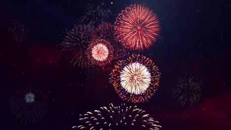 fuegos artificiales reales 4k en fondo negro ciclo cielo en espectáculo de festival de fuegos artificiales futurista