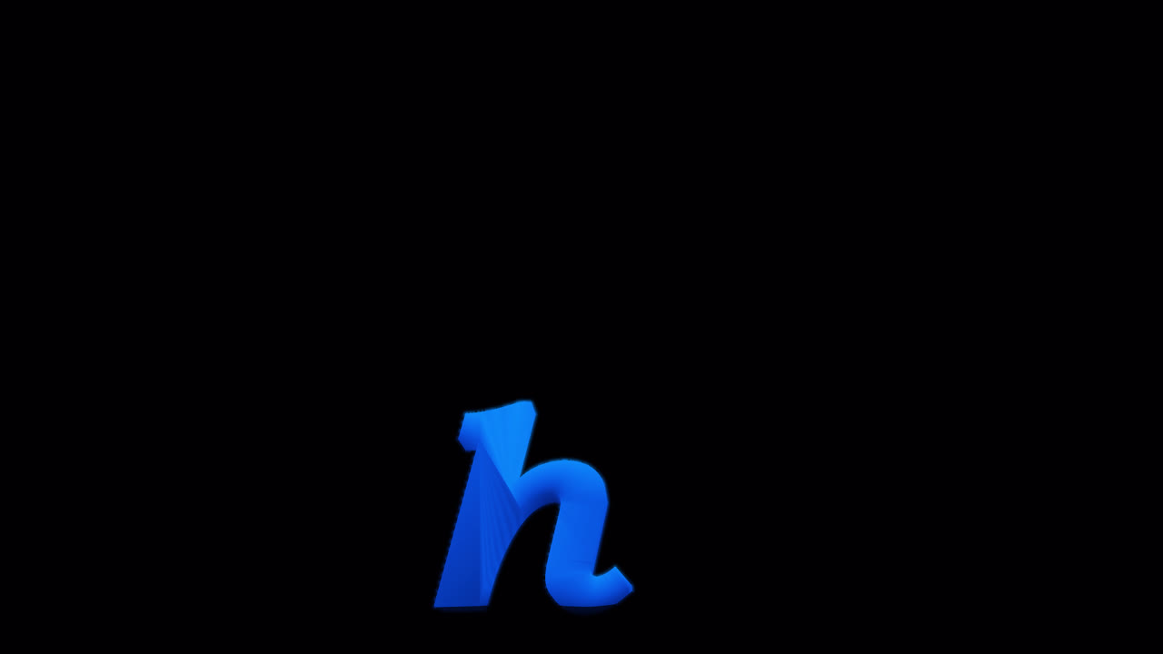 Blue Letter h Burning on Alpha Channel