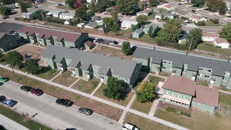 aerial shot orbiting several apartment buildings