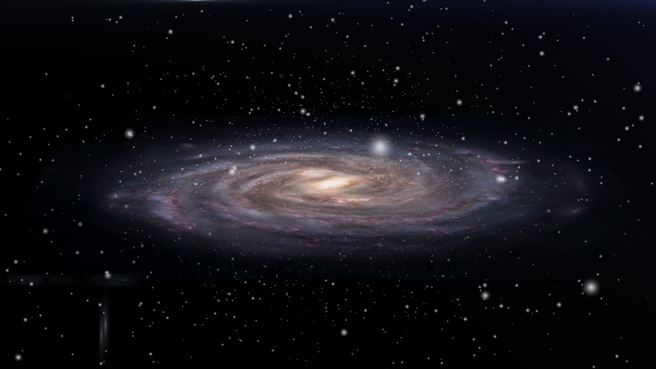 어둡고 별이 박힌 우주의 은하계