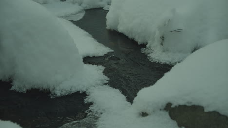 río congelado cubierto de nieve y hielo