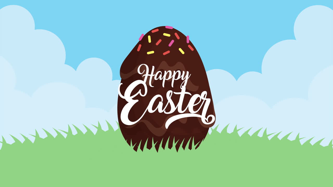 buona pasqua carta animata con uova di cioccolato