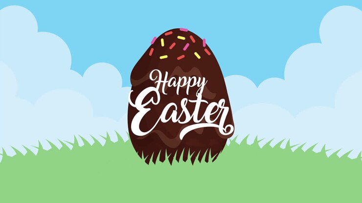happy easter animated card with chocolate egg