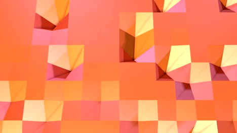 la superficie simple de baja poli 3d como elemento gráfico de movimiento. fondo de movimiento de baja poli geométrica de desplazamiento de polígonos rojos naranjas puros. fondo de bucle sin costuras 4k fullhd con espacio de copia