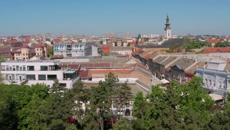 Aerial-ascending-view-of-the-city-of-Novi-Sad-in-Serbia