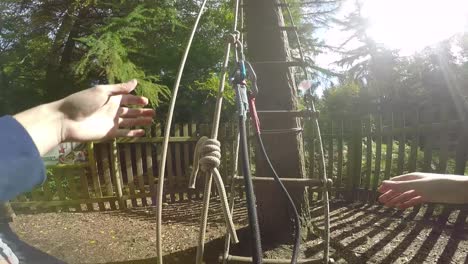 point of view climbing ladder