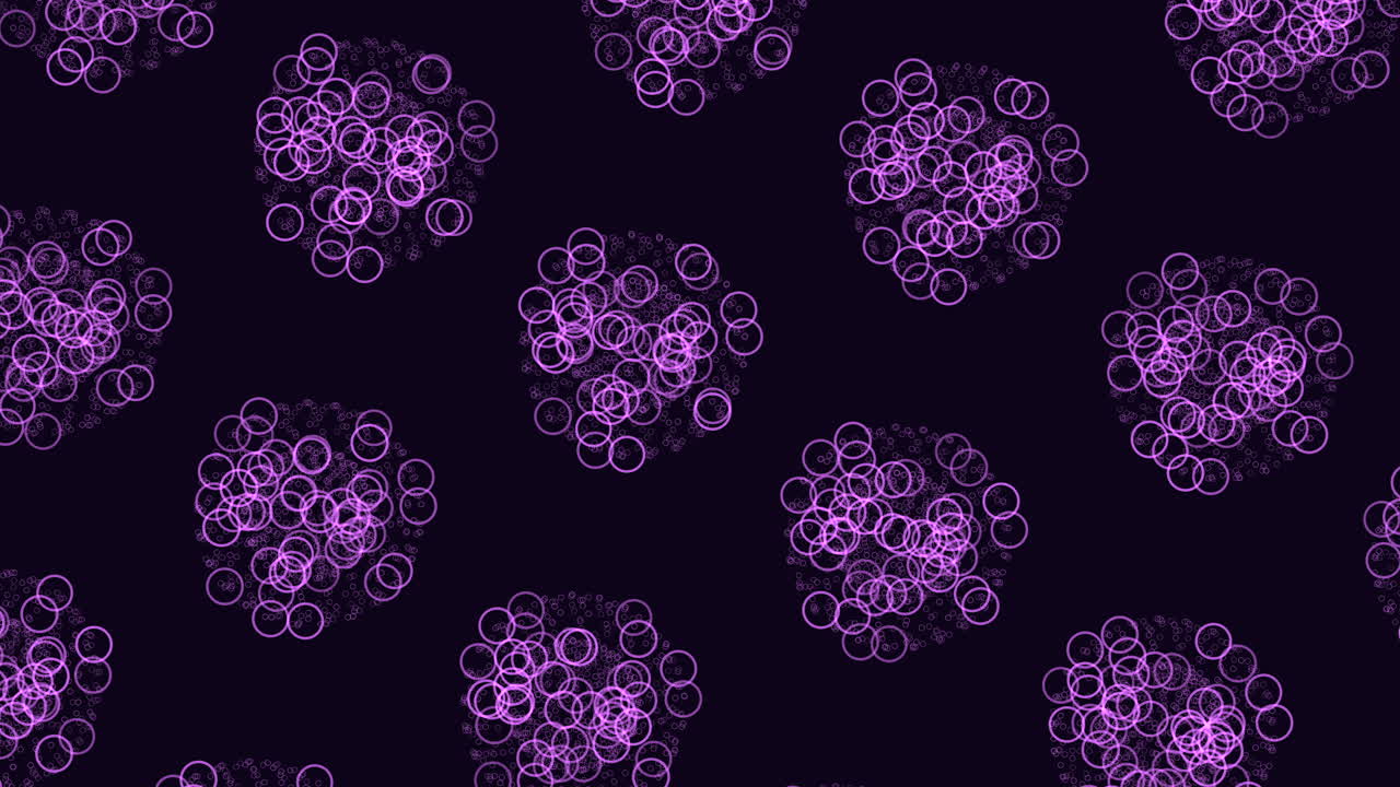 círculos amarillos flotando en un patrón circular sobre un fondo negro