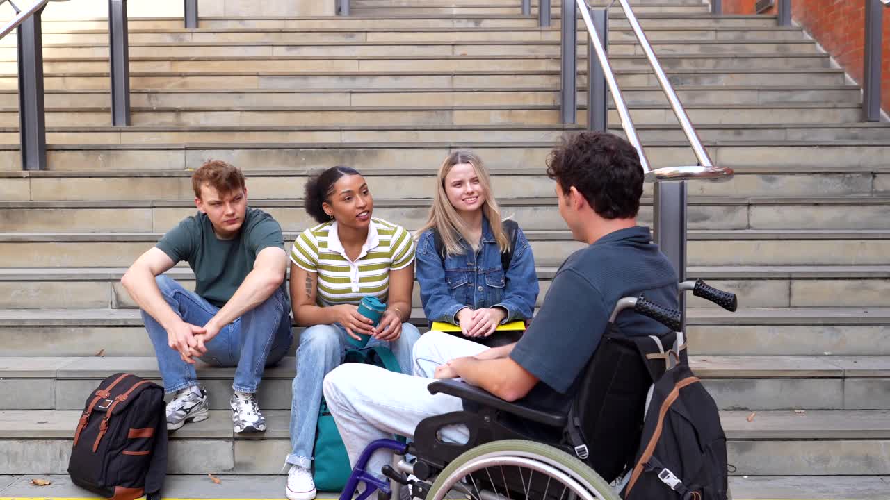 Students with Wheelchair on Campus