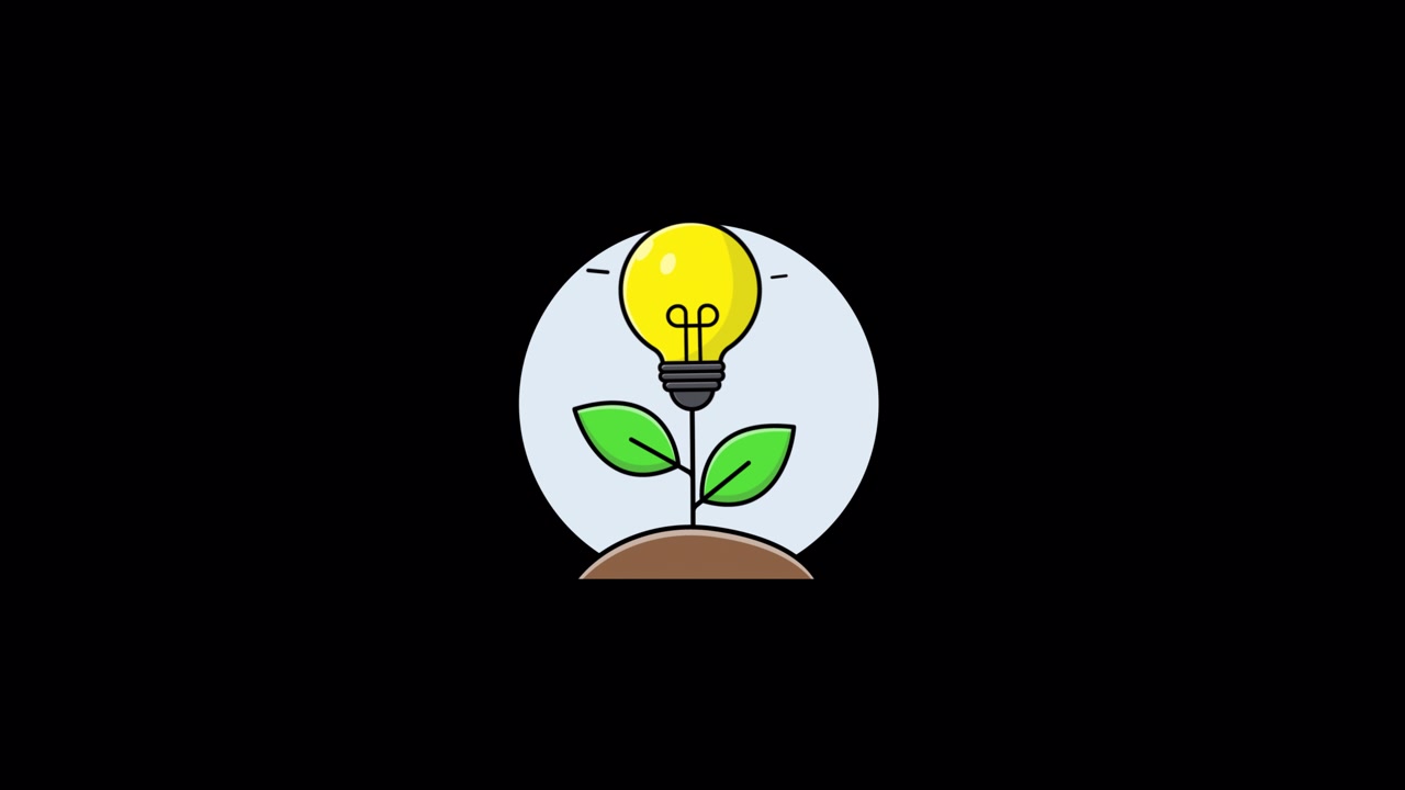 Animated Lightbulb Growing from Soil as a Plant