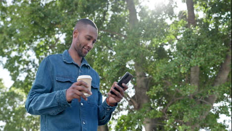 Phone,-outdoor-and-black-man-with-job-opportunity