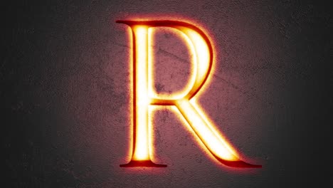 engraved letter r shining