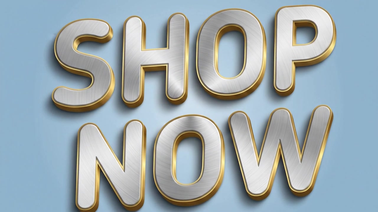 Shop nu promotionele tekstanimatie met opvallende typografie en dynamische bewegende achtergrond