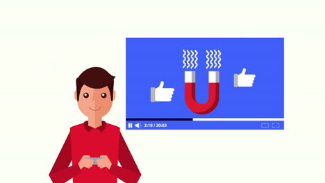 tecnología de medios sociales con hombre y plantilla magnética