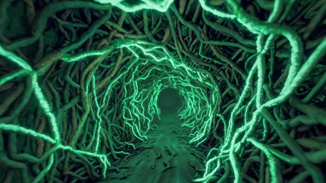Mystical Glowing Root Tunnel