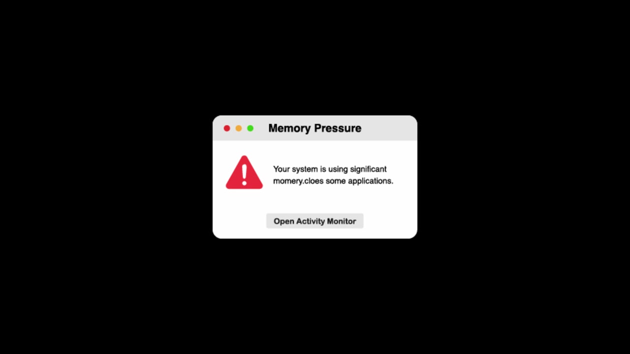 Memory Pressure Warning Dialog Box Appearing on Screen