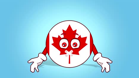 cartoon icon flag canada silent tape mouth with face animation with alpha matte