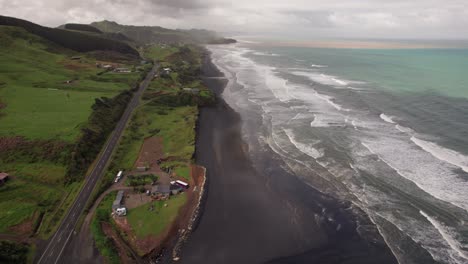 Imágenes-Aéreas-De-La-Costa-De-Waikato-Cerca-De-Mokau-En-La-Isla-Norte-De-Nueva-Zelanda