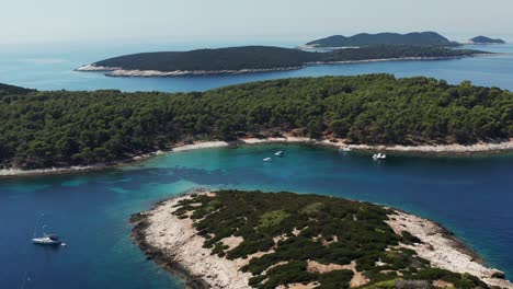 panoramic aerial view of lastovo island in the adriatic sea, croatia