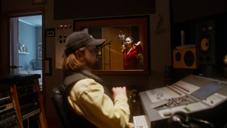 music recording session in a professional studio