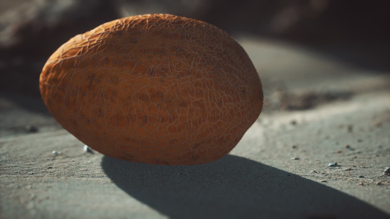 melón del desierto en la playa de arena