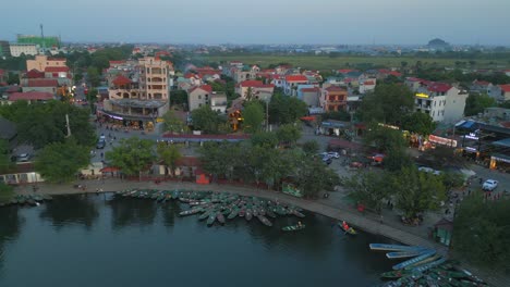 aerial dji drone shot of river in ninh binh - vietnam