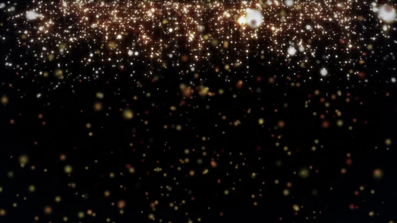 Animation of moving shapes and spots over black background