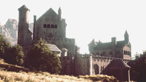 majestic medieval castle ruins in mountains