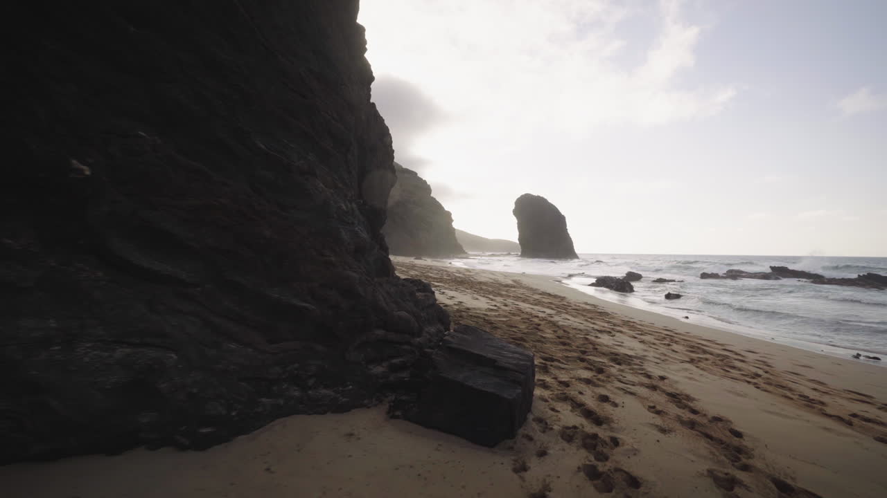 Revealing scenic natural lonely tropical beach in Fuerteventura canary island Spain