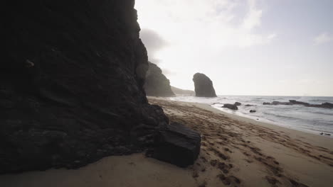 Aufschlussreicher-Szenischer-Natürlicher-Einsamer-Tropischer-Strand-In-Fuerteventura-Kanarische-Insel-Spanien