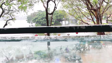 rain falling on a scenic hanoi landscape