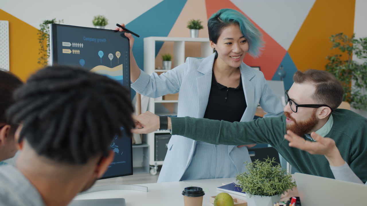 Business Team Presenting Company Growth Data