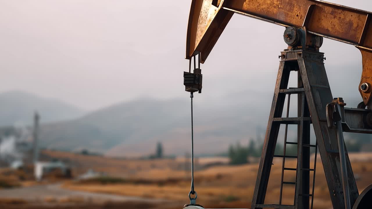 An Insight into Oil Extraction: Exploring the Functionality and Mechanisms of Pumpjacks in Oil Fields during a Serene Morning Light