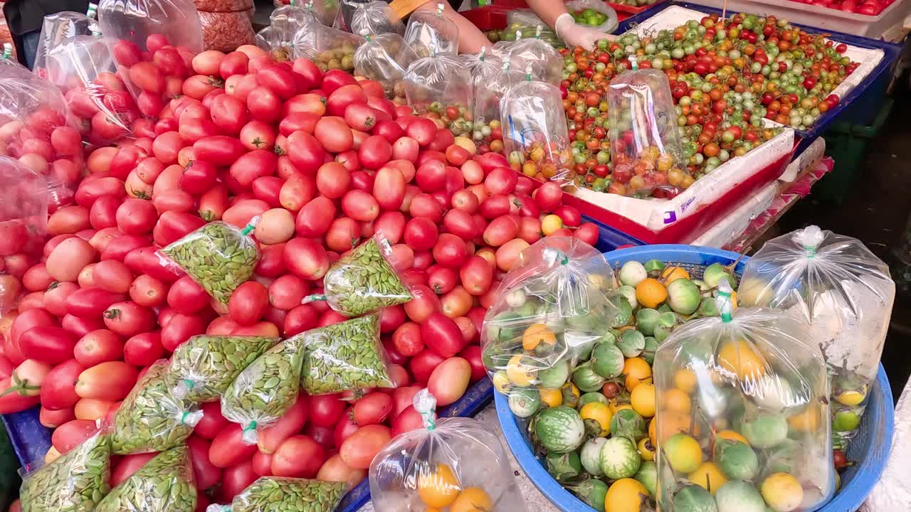 태국 시장에서 신선한 농산물