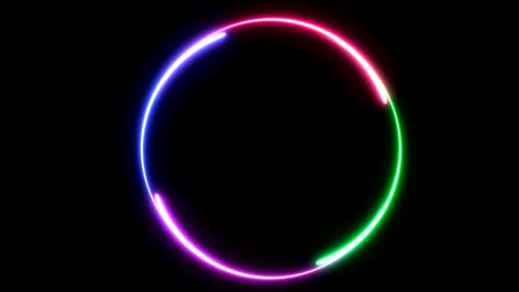 animación con un espacio para la colocación de texto personalizado. luz de neón brillante, progreso de carga barra de círculo, bucle sin costuras
