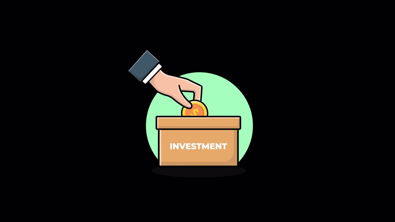 Animated Hand Dropping Dollar Coin into Investment Box