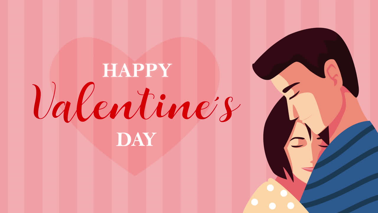 tulisan selamat hari valentine di hati dengan pasangan kekasih