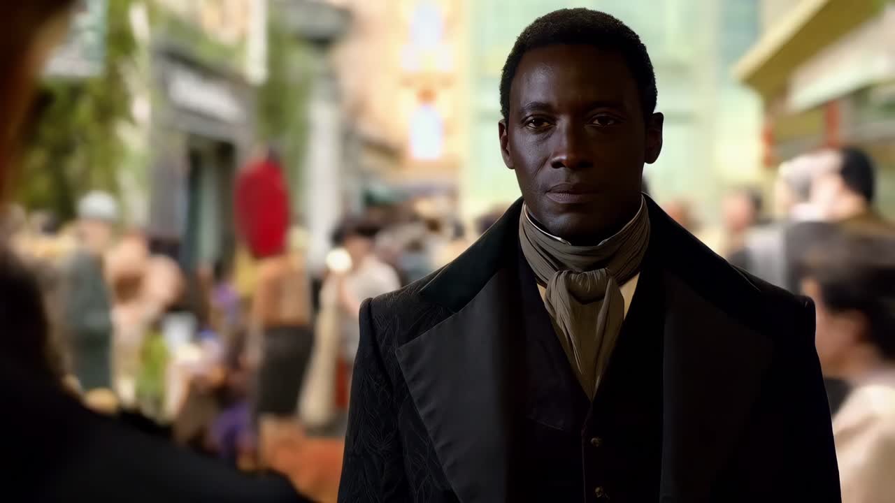 hombre histórico en el vestido de los años 1800