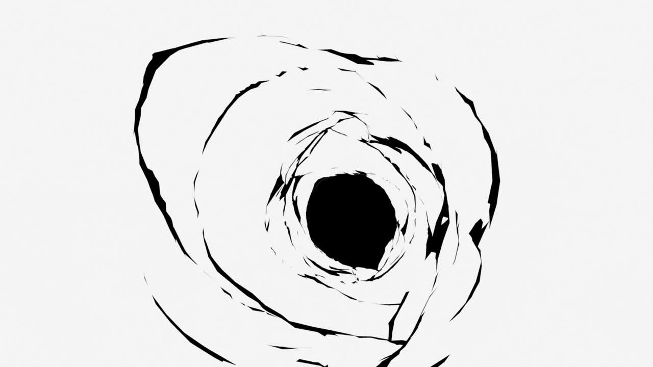 Rendering 3D di un tunnel bianco a cartone animato. Profondo buco generato al computer. Sfondo artistico.