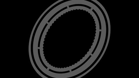 dibujo gráfico en blanco y negro con efecto estroboscópico e hipnótico, mientras gira en el sentido de las agujas del reloj y aumenta de tamaño.