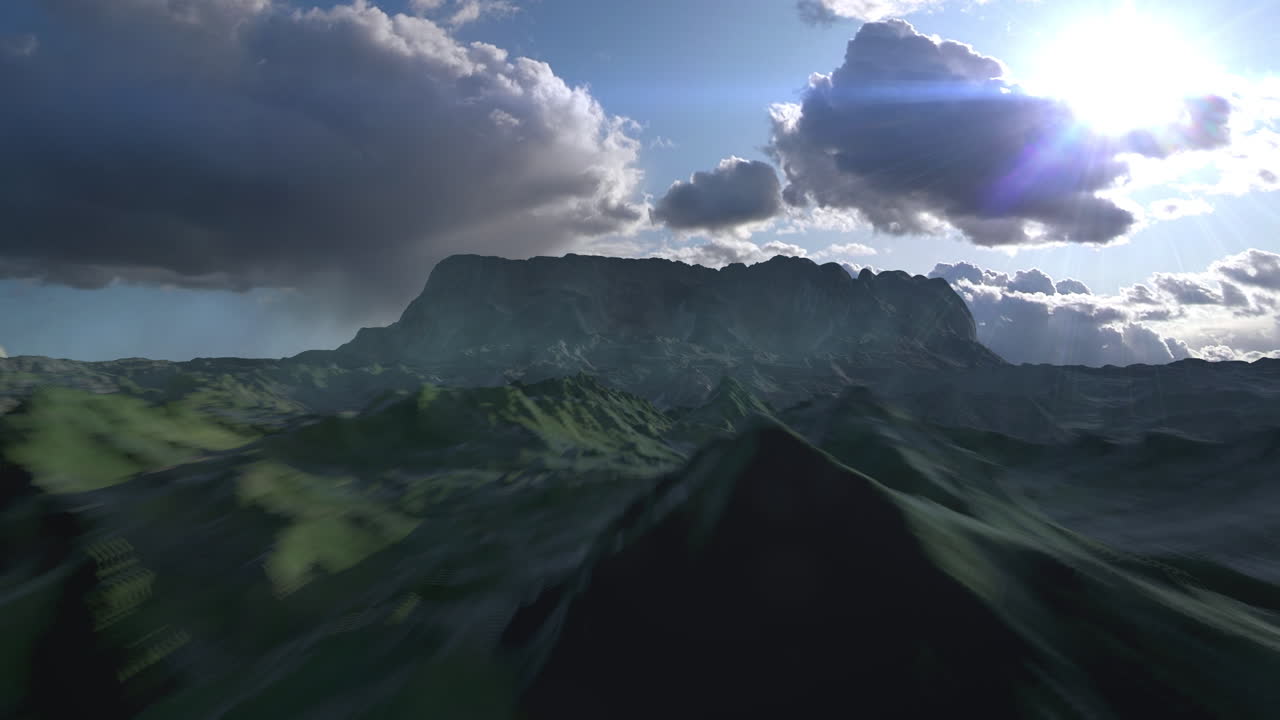 paisaje de montaña bajo un cielo nublado