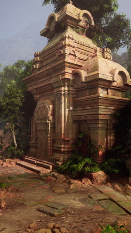 ancient temple ruins in a lush jungle